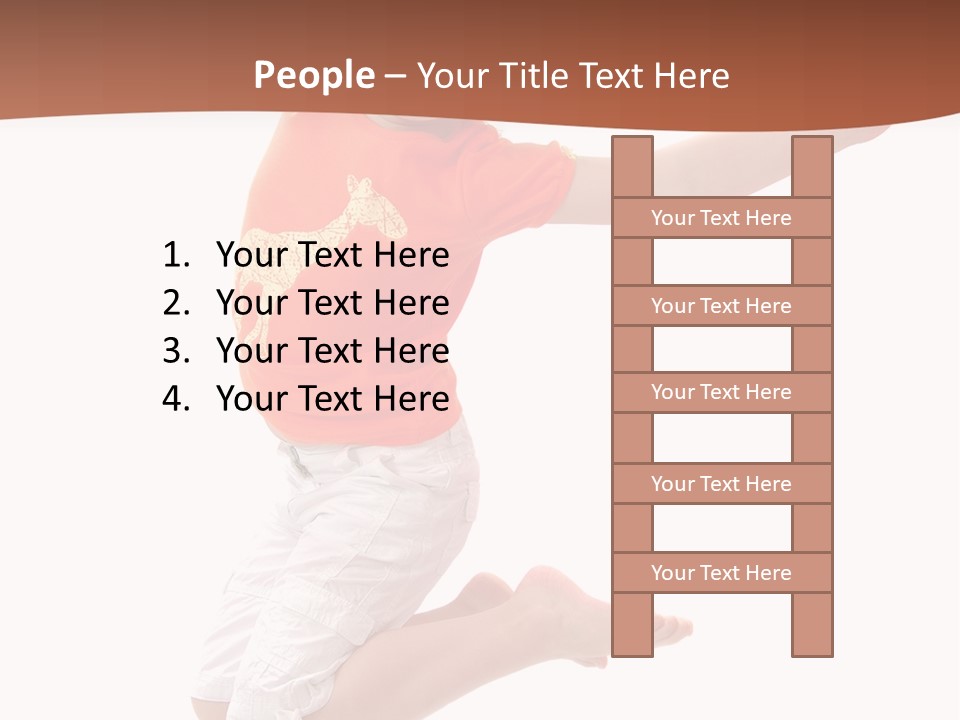 Little Girl Jumps On A White Background PowerPoint Template