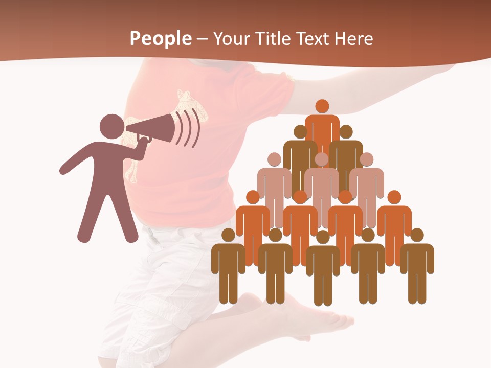 Little Girl Jumps On A White Background PowerPoint Template