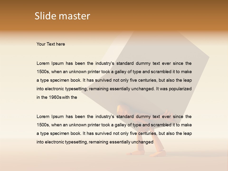 3D Rendering The Symbolic Man With Load PowerPoint Template