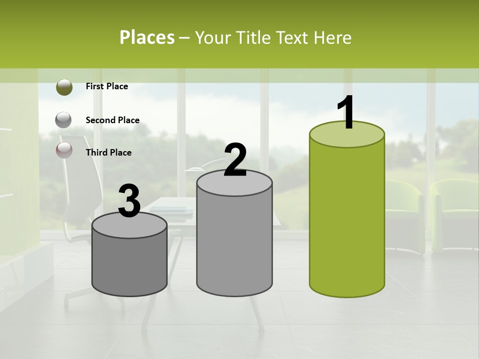 Modern Office Interior 3D Rendering PowerPoint Template
