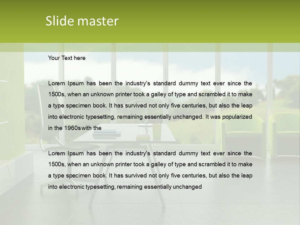 Modern Office Interior 3D Rendering PowerPoint Template