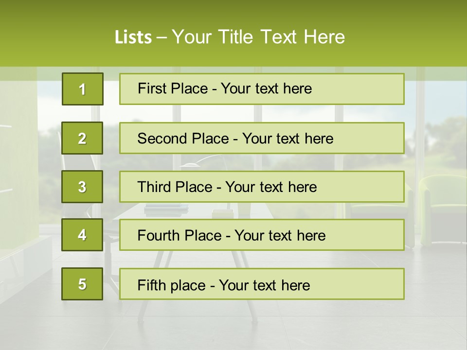 Modern Office Interior 3D Rendering PowerPoint Template