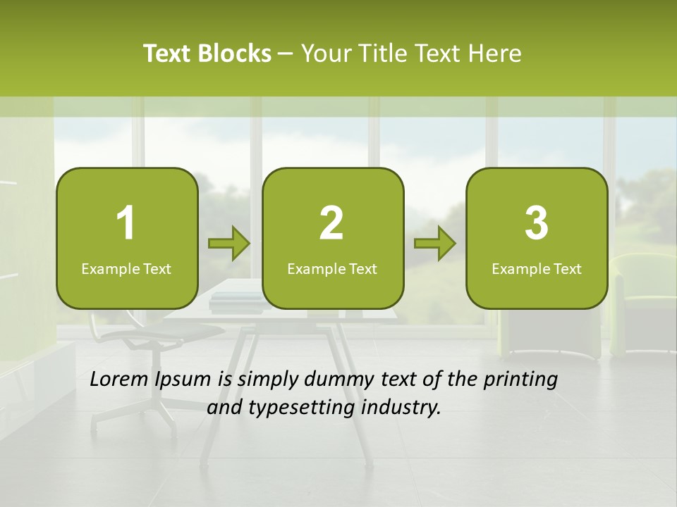 Modern Office Interior 3D Rendering PowerPoint Template