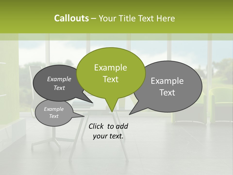 Modern Office Interior 3D Rendering PowerPoint Template