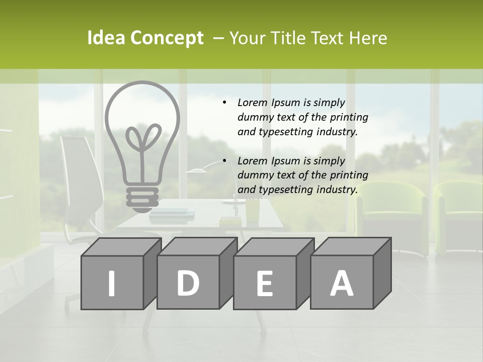 Modern Office Interior 3D Rendering PowerPoint Template