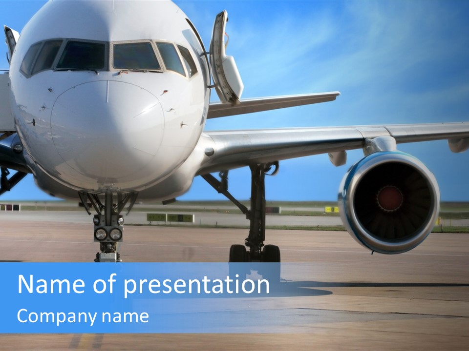 Business Plane Parked At The Airport PowerPoint Template