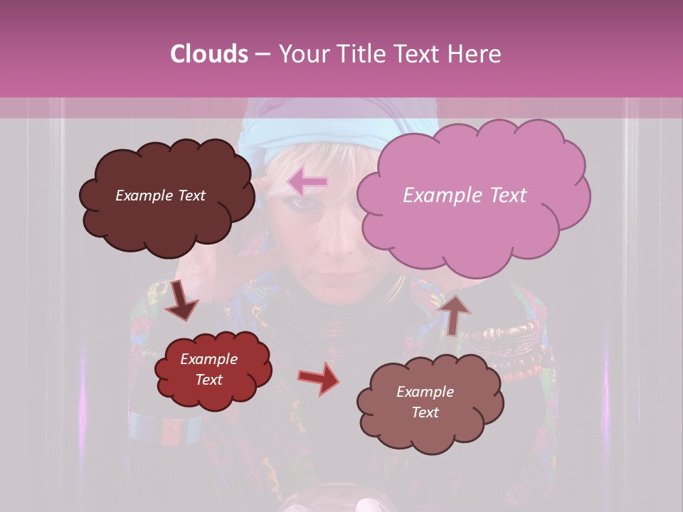 Framed Clairvoyant Woman With Crystal Ball Looking At Camera, PowerPoint Template