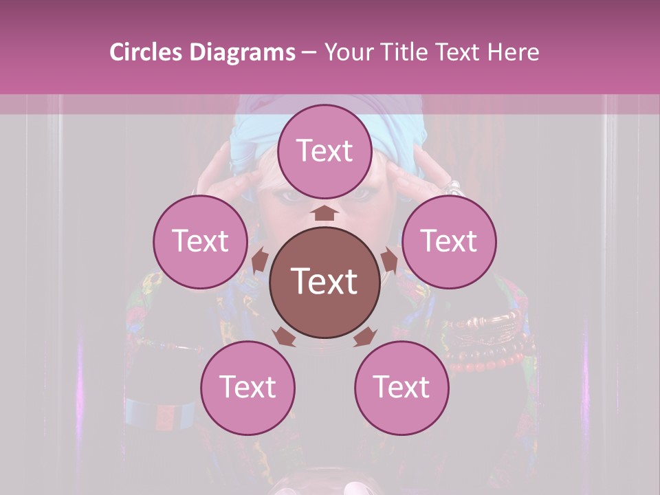 Framed Clairvoyant Woman With Crystal Ball Looking At Camera, PowerPoint Template