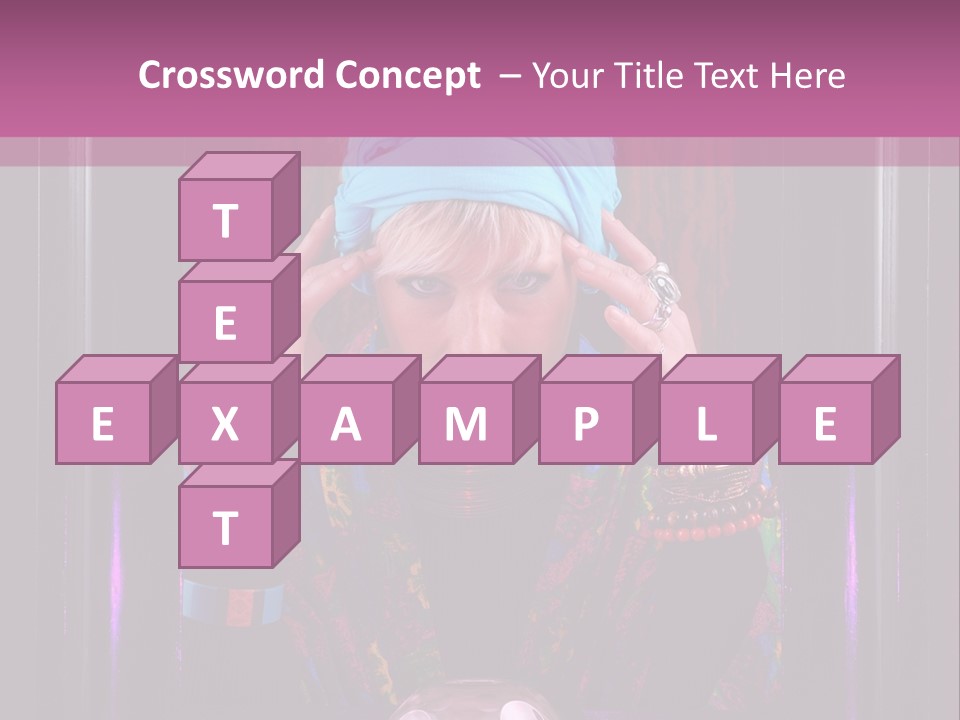 Framed Clairvoyant Woman With Crystal Ball Looking At Camera, PowerPoint Template