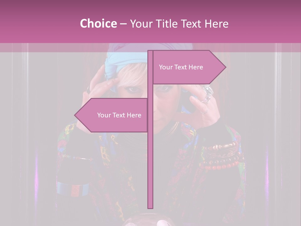 Framed Clairvoyant Woman With Crystal Ball Looking At Camera, PowerPoint Template