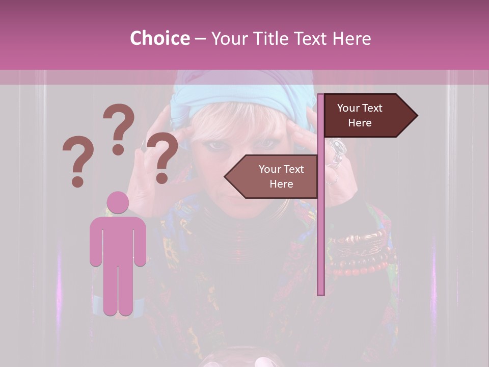 Framed Clairvoyant Woman With Crystal Ball Looking At Camera, PowerPoint Template