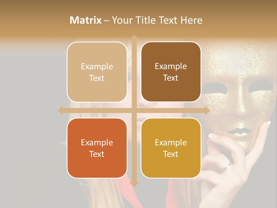 Blond Teen Girl With Gold Mask, Black Background PowerPoint Template