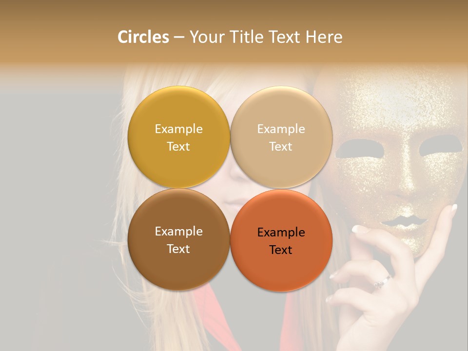 Blond Teen Girl With Gold Mask, Black Background PowerPoint Template