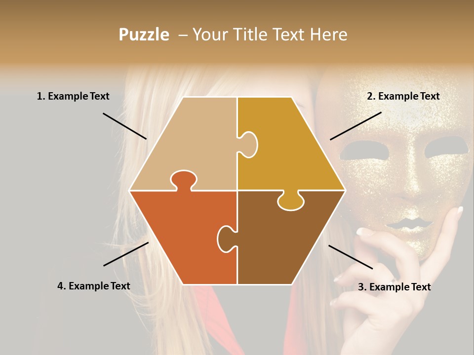 Blond Teen Girl With Gold Mask, Black Background PowerPoint Template