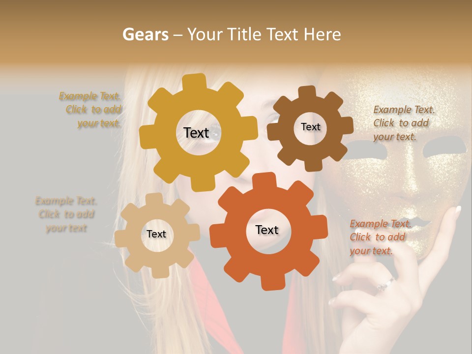 Blond Teen Girl With Gold Mask, Black Background PowerPoint Template