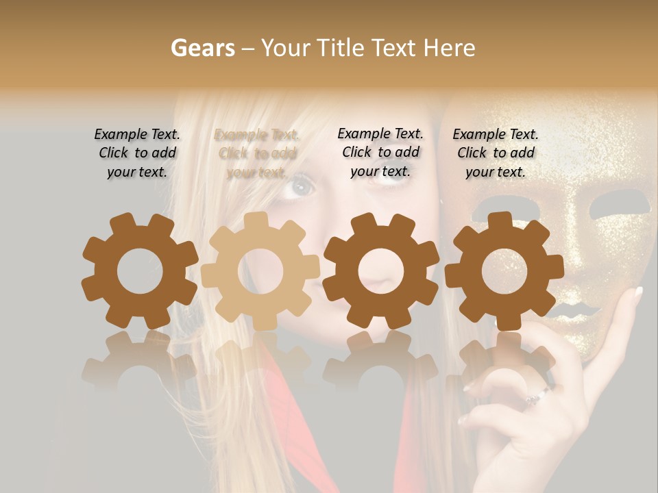 Blond Teen Girl With Gold Mask, Black Background PowerPoint Template