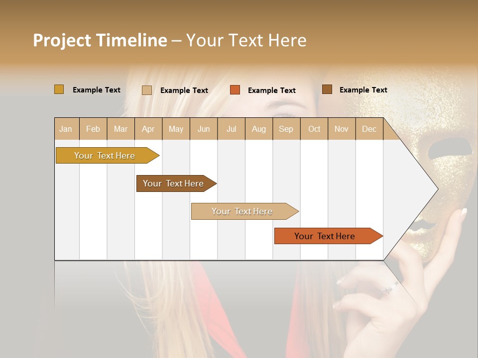 Blond Teen Girl With Gold Mask, Black Background PowerPoint Template