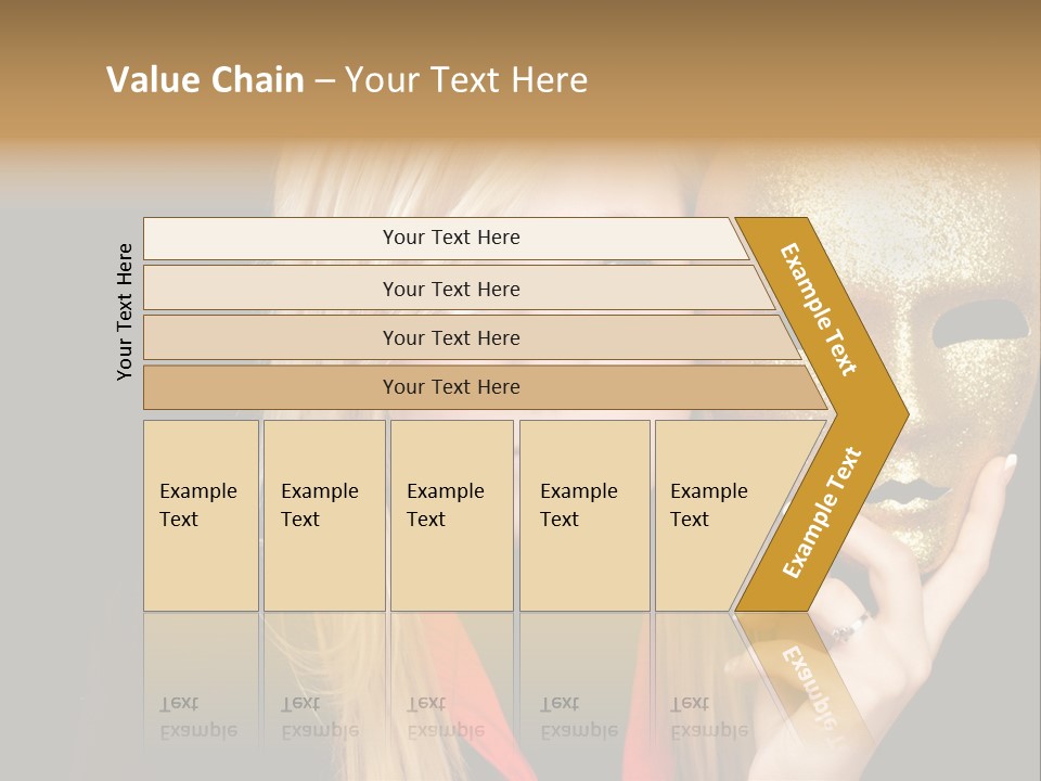 Blond Teen Girl With Gold Mask, Black Background PowerPoint Template