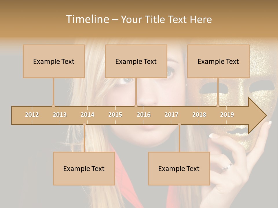 Blond Teen Girl With Gold Mask, Black Background PowerPoint Template