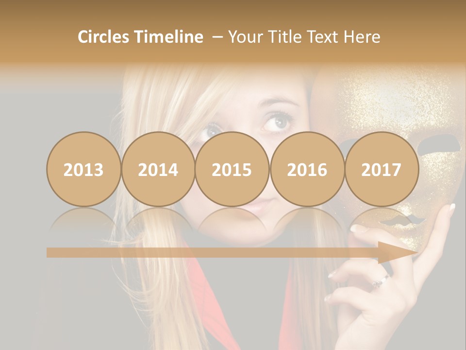 Blond Teen Girl With Gold Mask, Black Background PowerPoint Template