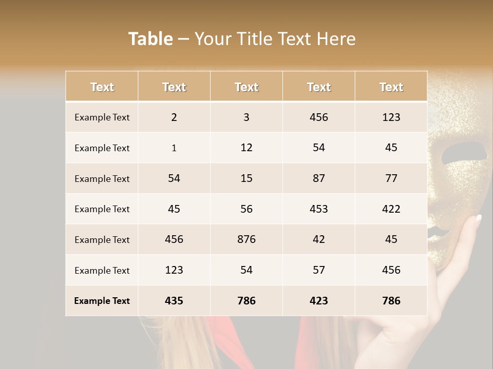 Blond Teen Girl With Gold Mask, Black Background PowerPoint Template