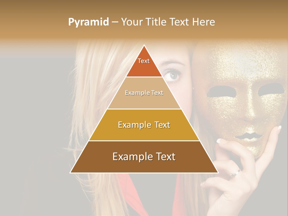 Blond Teen Girl With Gold Mask, Black Background PowerPoint Template