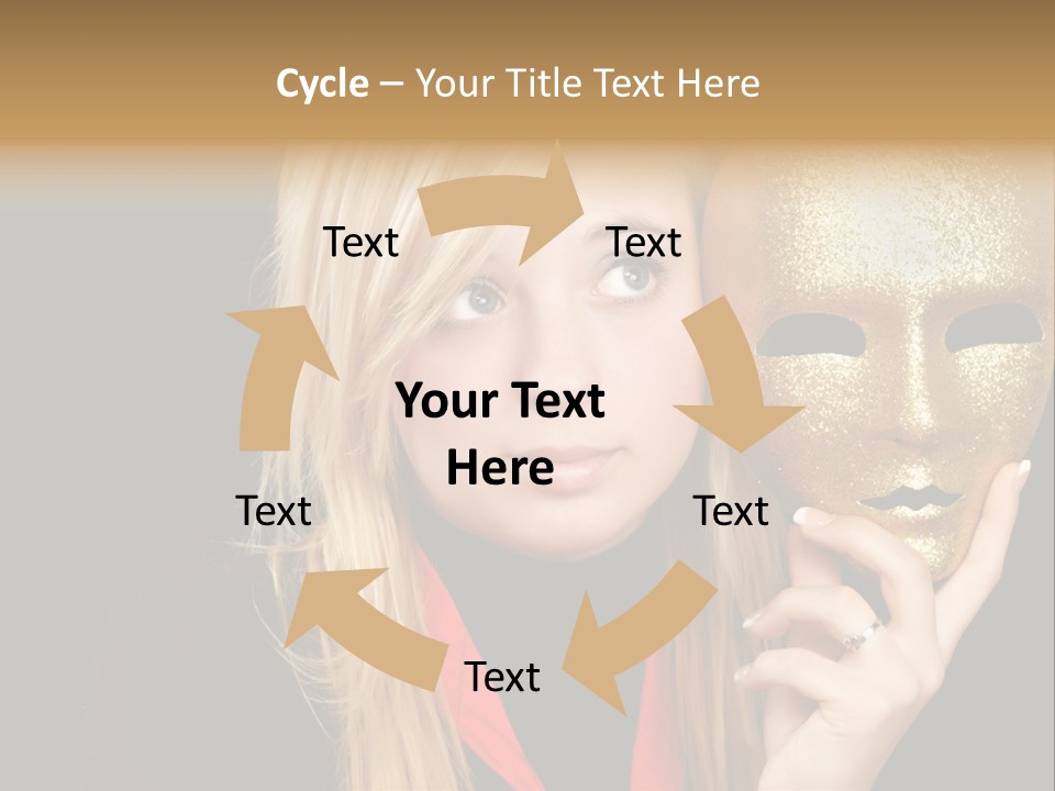 Blond Teen Girl With Gold Mask, Black Background PowerPoint Template