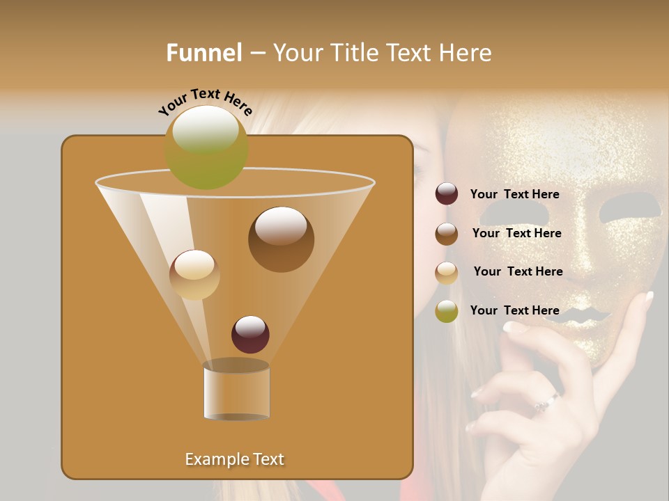 Blond Teen Girl With Gold Mask, Black Background PowerPoint Template