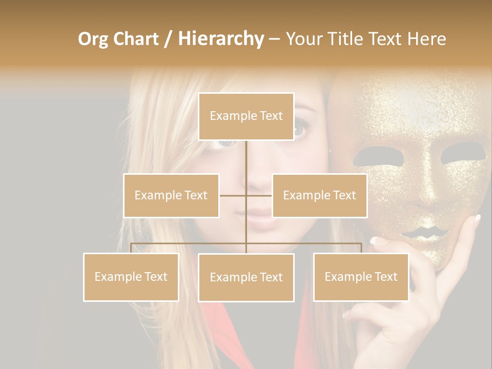 Blond Teen Girl With Gold Mask, Black Background PowerPoint Template
