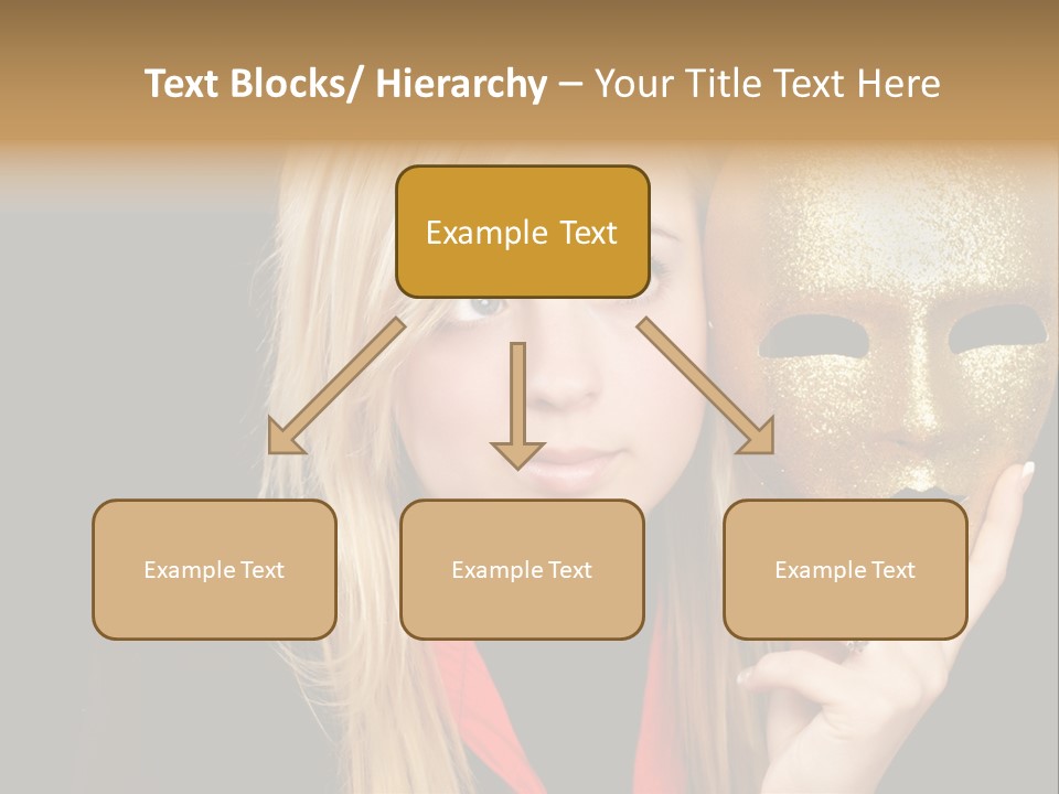 Blond Teen Girl With Gold Mask, Black Background PowerPoint Template