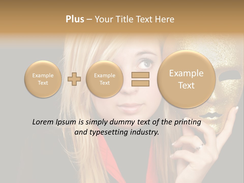 Blond Teen Girl With Gold Mask, Black Background PowerPoint Template