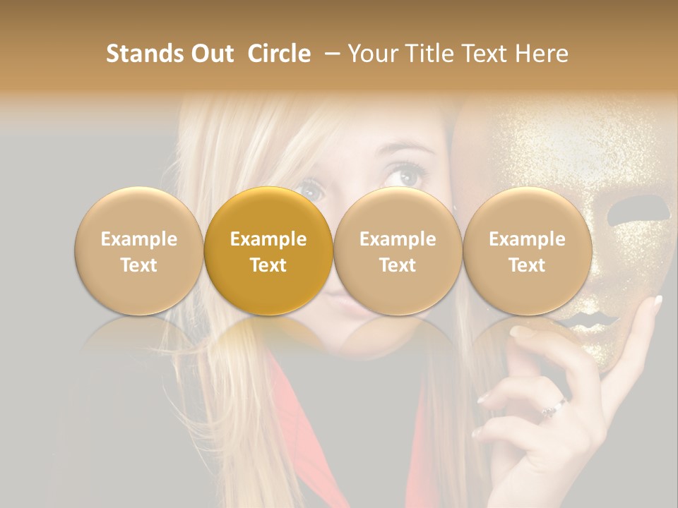 Blond Teen Girl With Gold Mask, Black Background PowerPoint Template