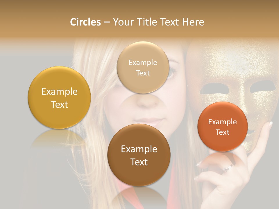 Blond Teen Girl With Gold Mask, Black Background PowerPoint Template