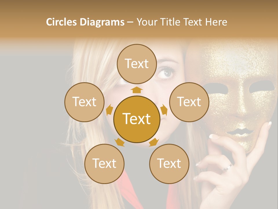 Blond Teen Girl With Gold Mask, Black Background PowerPoint Template