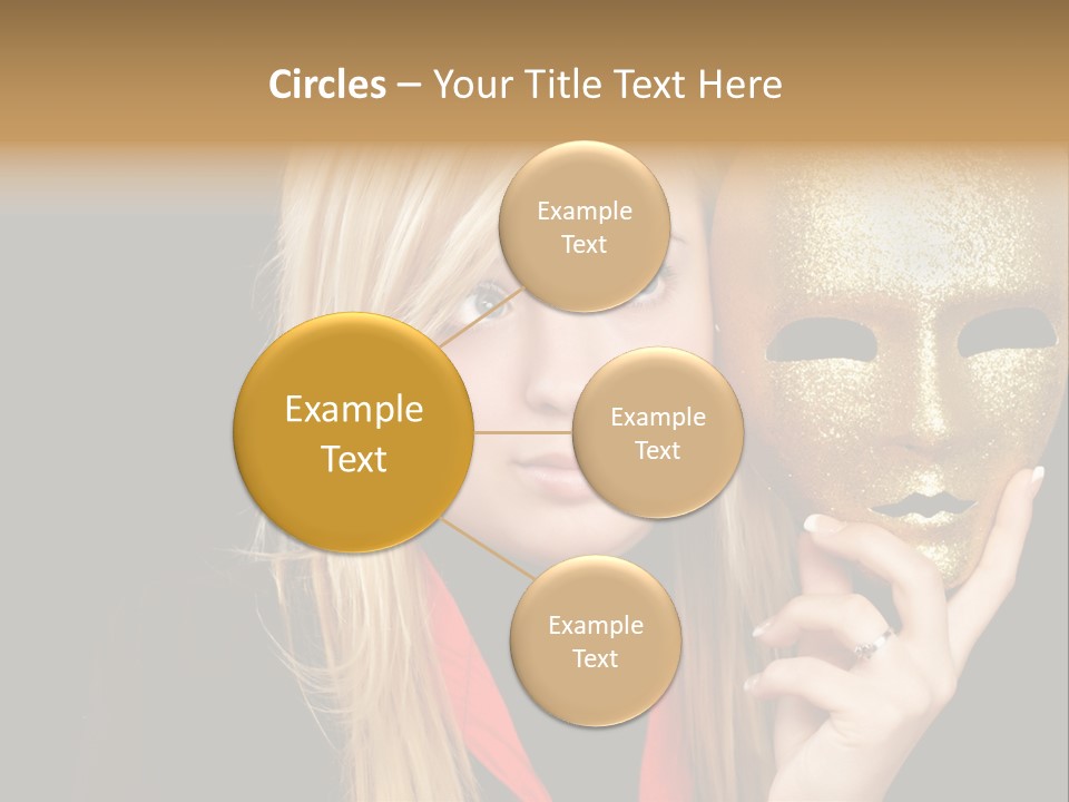 Blond Teen Girl With Gold Mask, Black Background PowerPoint Template