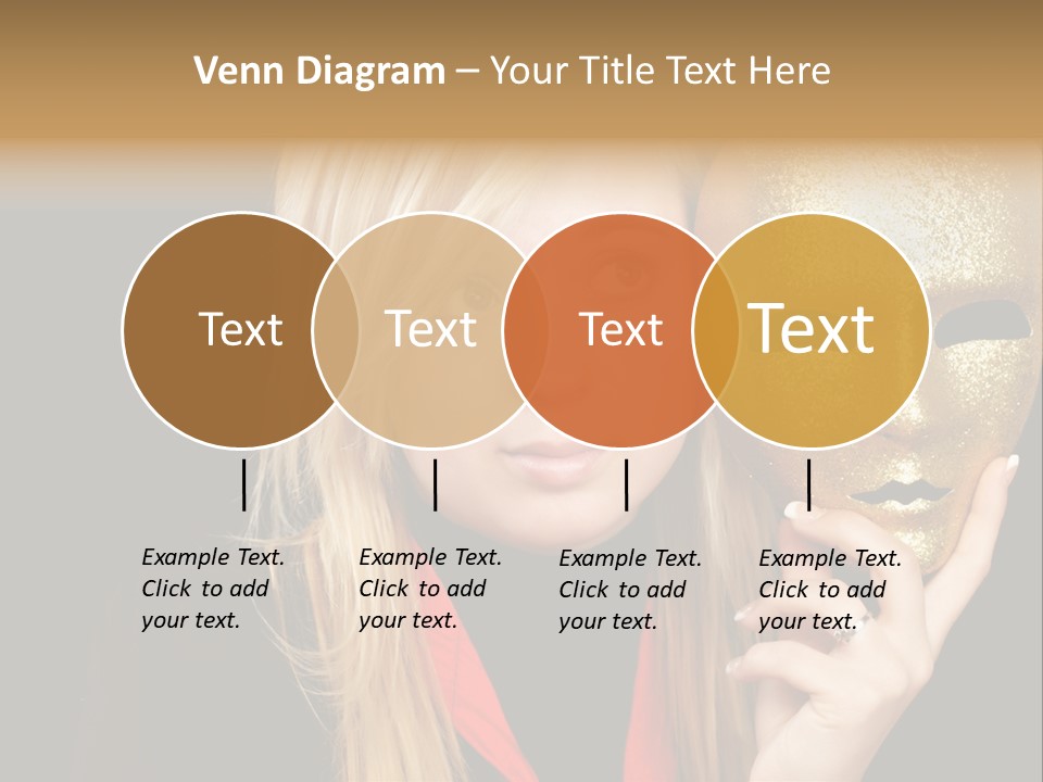 Blond Teen Girl With Gold Mask, Black Background PowerPoint Template