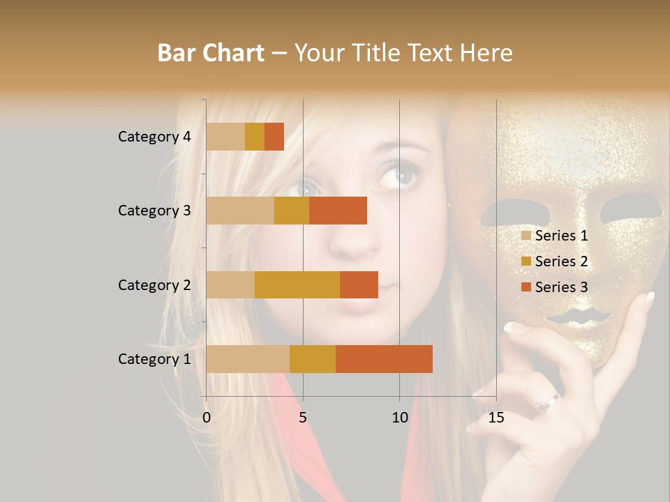 Blond Teen Girl With Gold Mask, Black Background PowerPoint Template