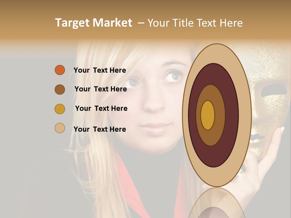 Blond Teen Girl With Gold Mask, Black Background PowerPoint Template