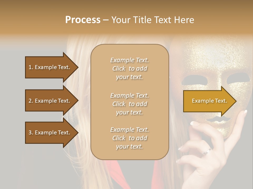 Blond Teen Girl With Gold Mask, Black Background PowerPoint Template