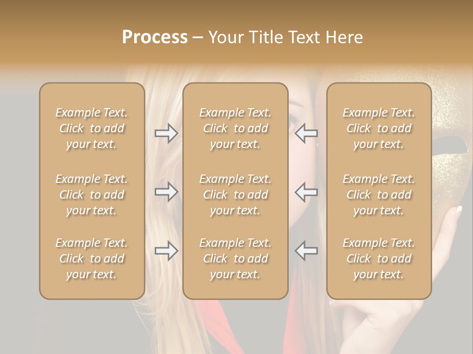 Blond Teen Girl With Gold Mask, Black Background PowerPoint Template