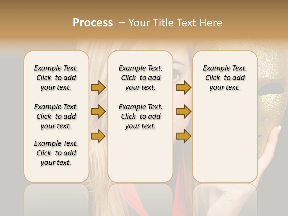 Blond Teen Girl With Gold Mask, Black Background PowerPoint Template