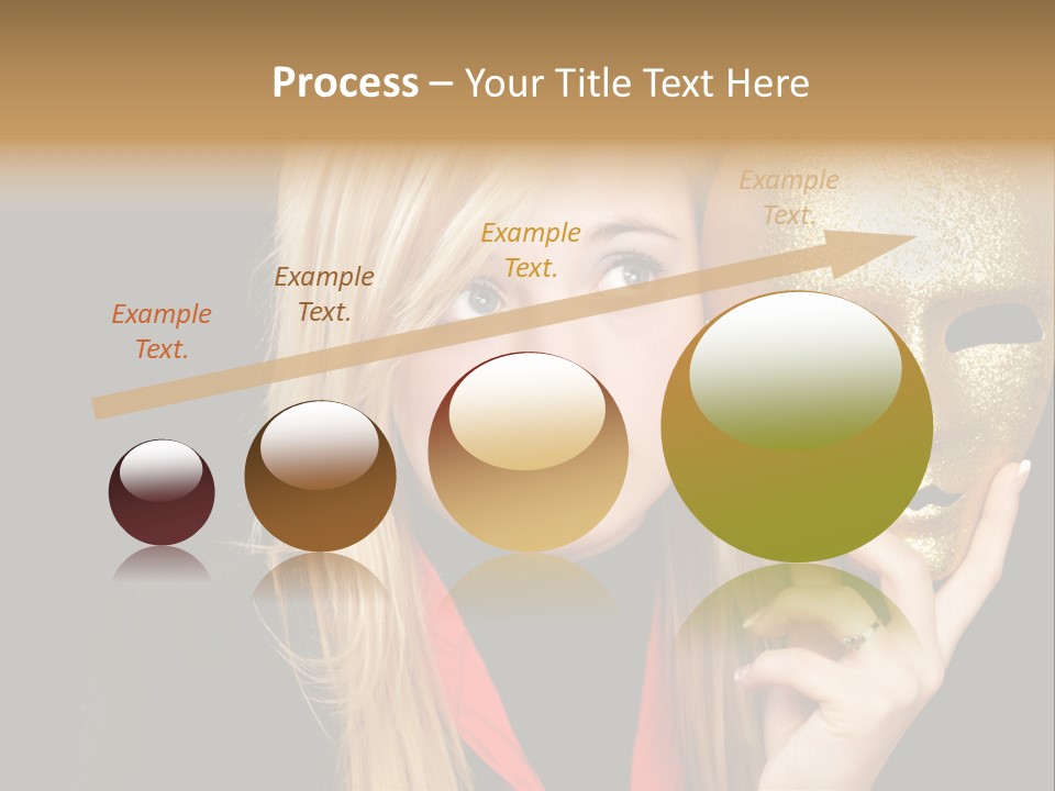 Blond Teen Girl With Gold Mask, Black Background PowerPoint Template