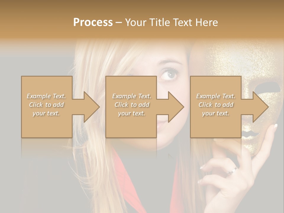 Blond Teen Girl With Gold Mask, Black Background PowerPoint Template