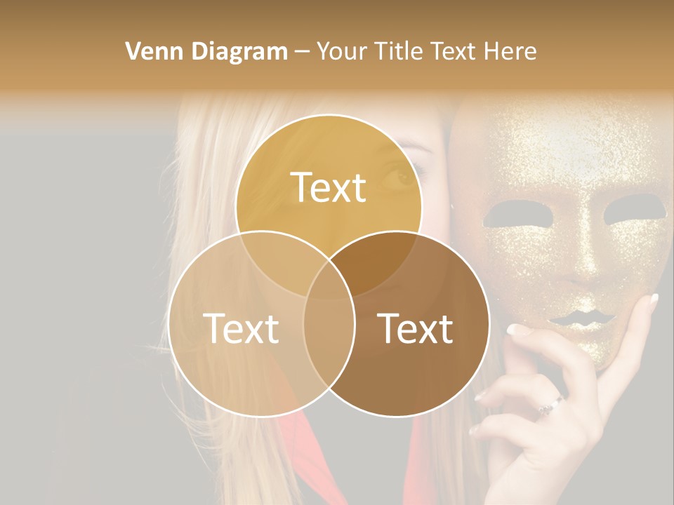 Blond Teen Girl With Gold Mask, Black Background PowerPoint Template