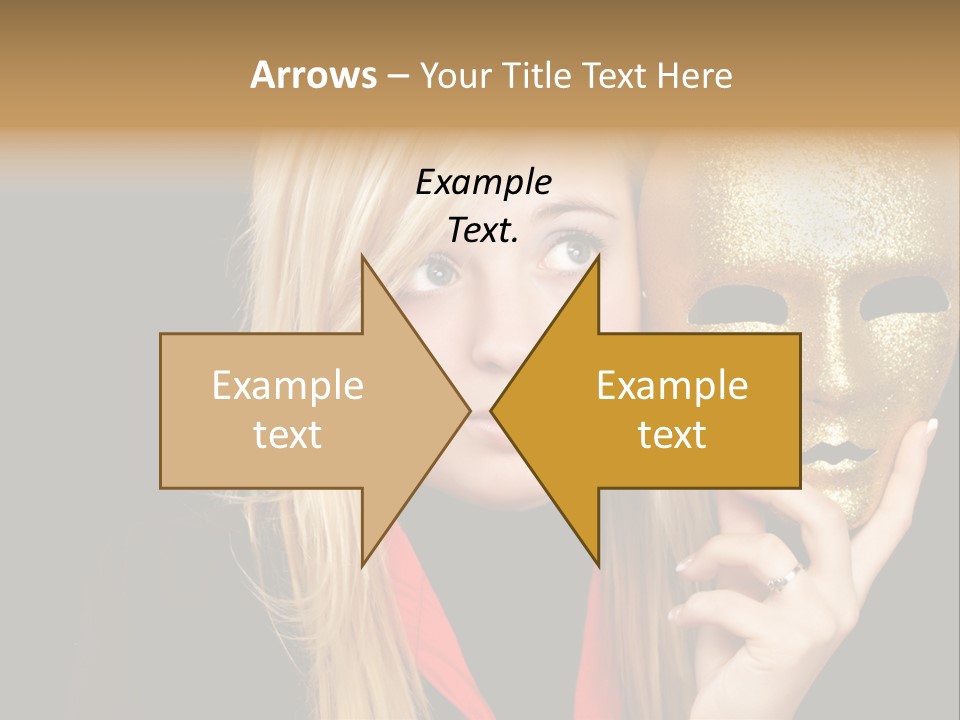 Blond Teen Girl With Gold Mask, Black Background PowerPoint Template