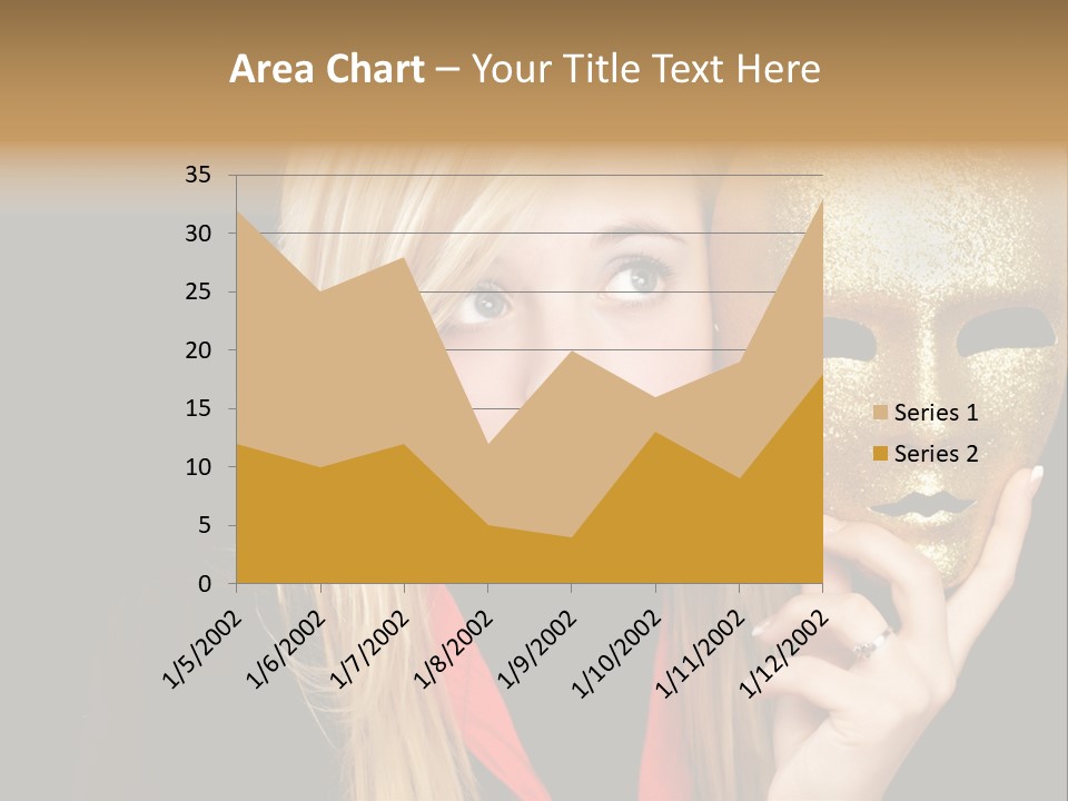 Blond Teen Girl With Gold Mask, Black Background PowerPoint Template