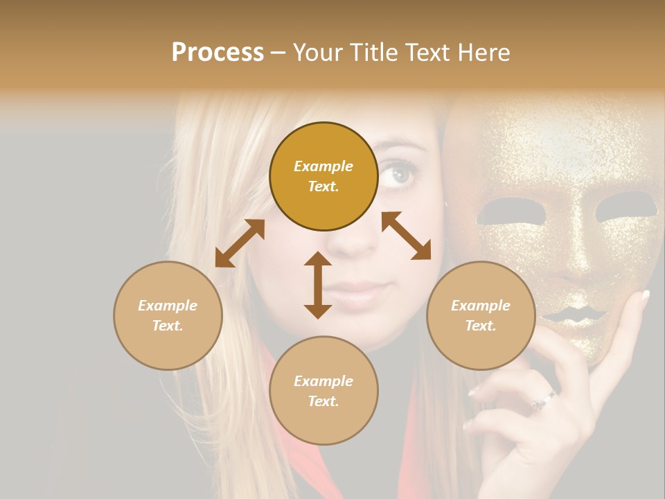 Blond Teen Girl With Gold Mask, Black Background PowerPoint Template