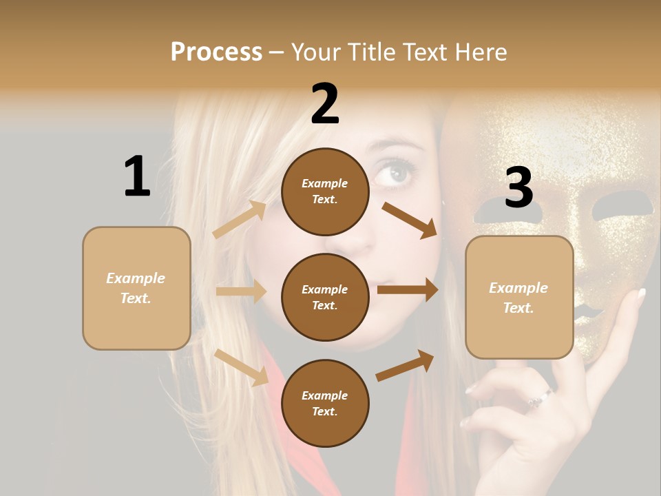 Blond Teen Girl With Gold Mask, Black Background PowerPoint Template