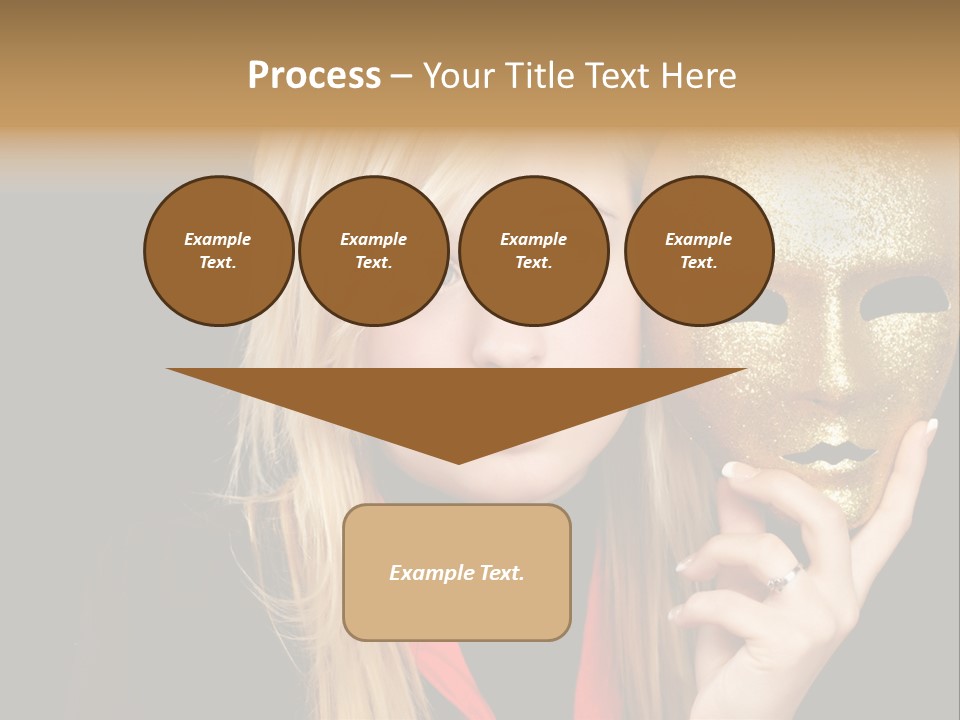 Blond Teen Girl With Gold Mask, Black Background PowerPoint Template