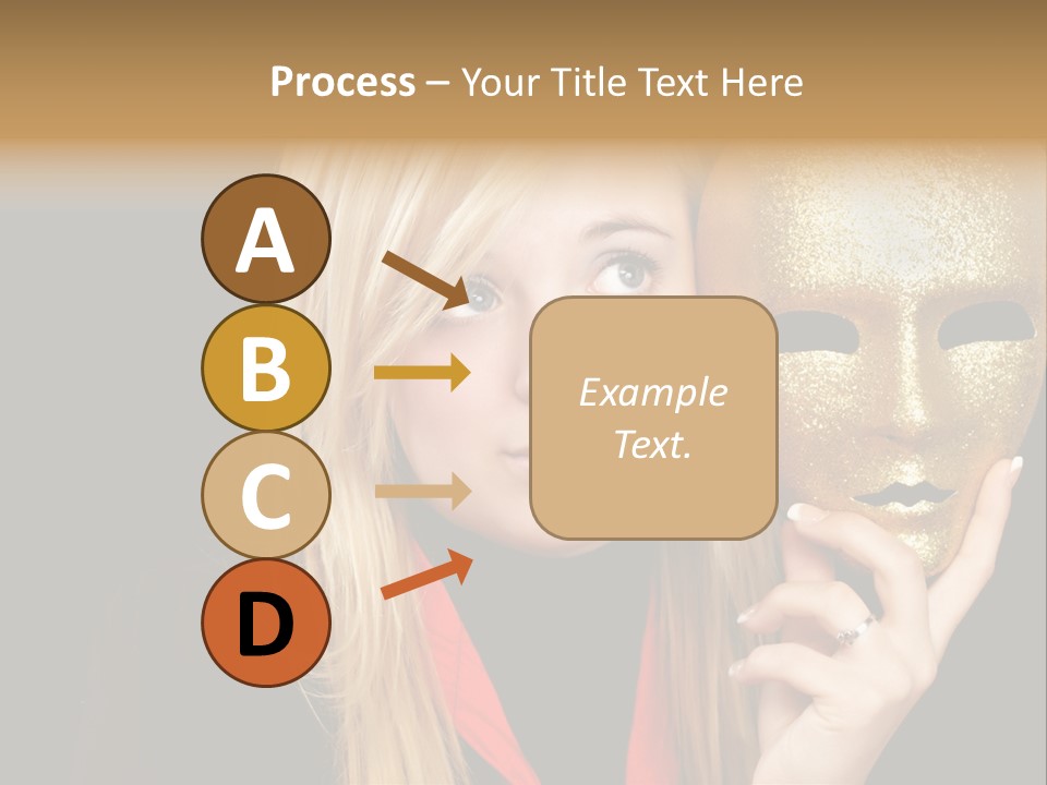 Blond Teen Girl With Gold Mask, Black Background PowerPoint Template